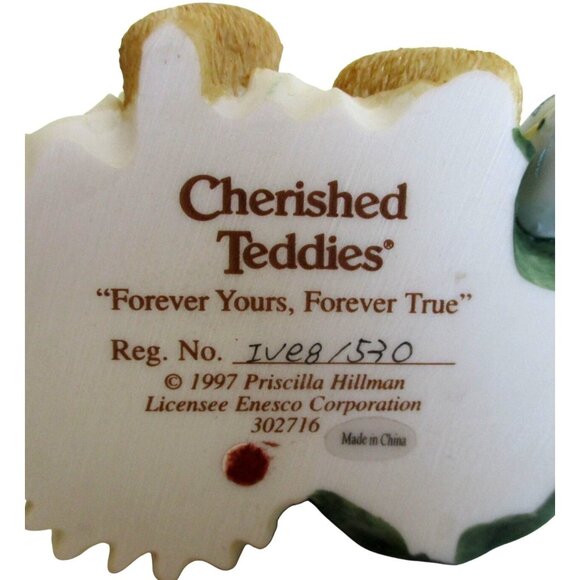 Vintage Cherished Teddies Bride & Groom Figurine: Military Uniform Wedding Decor - Picture 7 of 7